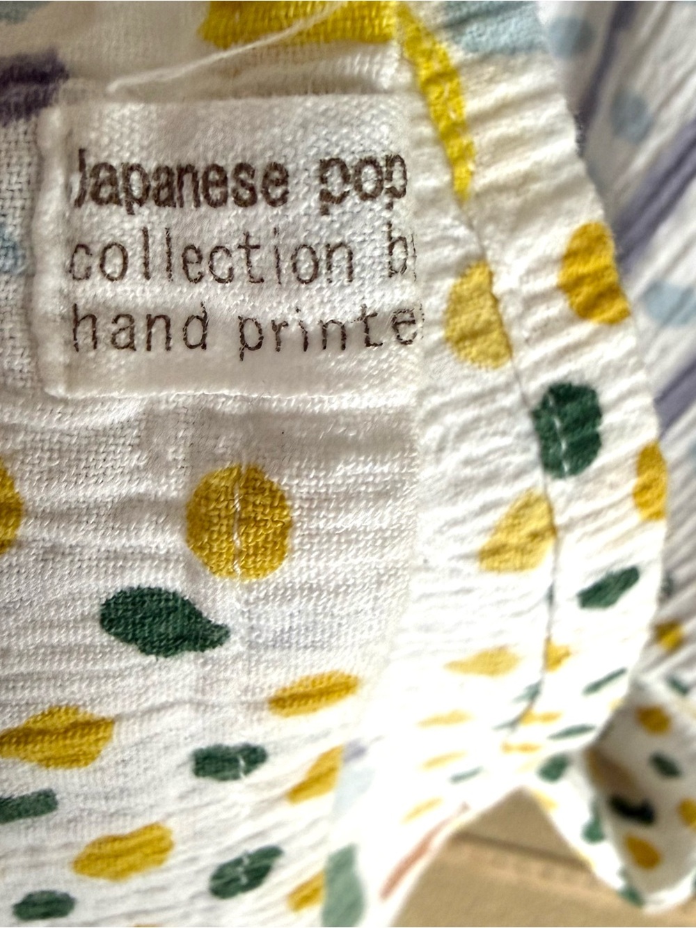 Sou Sou Kyoto Japan Cotton Crinkle Rectangle Dress Hand Printed Oversized M - Picture 7 of 10